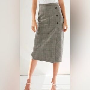 Babaton Aritzia Billy skirt plaid button front asymmetrical